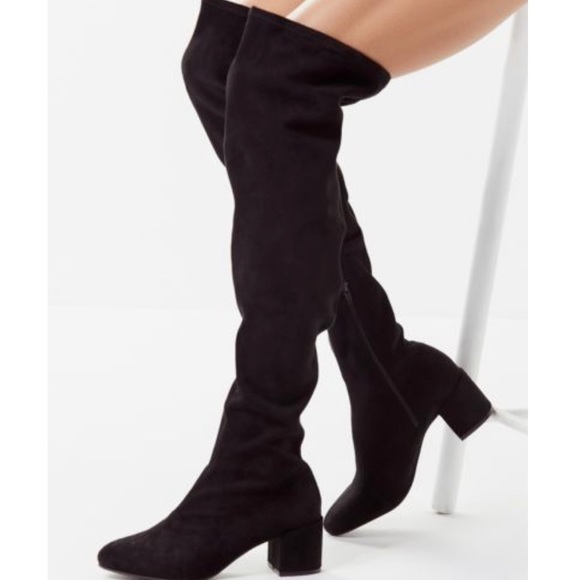 Urban Outfitters Shoes - Faux Suede Over the Knee black Boots… Size 9